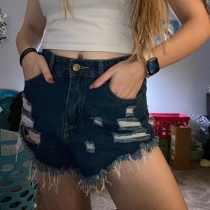 Raw Ham Ripped Denim Shorts